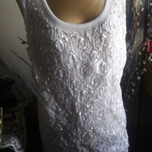 White Sequined Tank Top